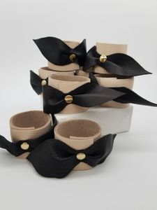Luxury Brown Leather Napkin Ring Rustic Farmhouse <b>Table</b> Setting Holiday Dinner Party Decorative Holder - Product Image 3