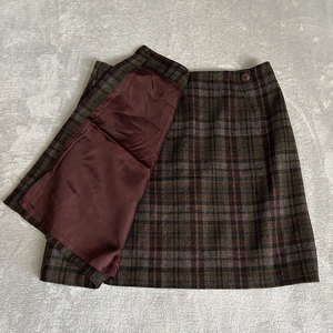 Jupe écossaise style 2026 pour femme, marron à carreaux, en mélange de laine Highland, jupe portefeuille, kilt, vente en gros - Product Image 1