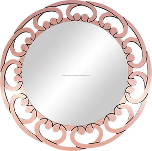 Miroir rond festonné fleur d'or pétale miroir | Design complexe festonné Sunburst, décoration murale ronde pour la maison - Product Image 5