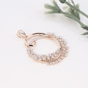 Collar con Colgante Redondo en Espiral de Oro Rosa, Diamante Cultivado en Laboratorio, Círculo Abierto con Cinta, Joyería Fina para Mujer, Regalo de Aniversario de Bodas - Product Image 2