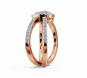 Bague en or massif avec diamants, design de créateur, or jaune, rose, blanc 18 carats, 14 carats, 9 carats, bijoux fins, cadeau pour une occasion spéciale - Product Image 2