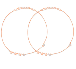 Tobillera de Plata de Ley 925 Chapada en Oro Rosa con Estrella para Mujer, Marca Seaila |   Elegante Collar Minimalista Ajustable de 9.5" + 1" de Largo con Piedra CZ Hecho a Mano - Product Image 2