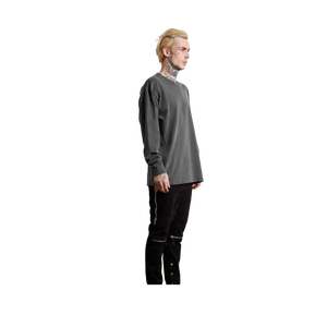 <b>Men</b> Oversized <b>Long</b> Sleeve <b>T</b>-<b>Shirt</b> O-Neck Solid Color Casual Jersey Cotton Fit - Product Image 2