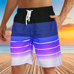Shorts de bain pour hommes avec logo personnalisé, en toile, taille élastique, coupe mi-haute, séchage rapide, 100 % coton, 5 pouces - Product Image 4