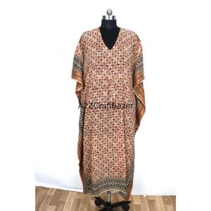 Robe longue maxi kaftan indienne 100 % coton pur à motifs floraux, style modeste, pour mamans, tenue de plage, vêtement de nuit, kaftan de plage, kaftan de bikini - Product Image 3