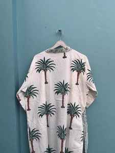 Handmade Indian Palm Tree Block Print Cotton Kimono <b>Robe</b> Summer Beach Wear <b>Bridesmaid</b> Festival Outfit - Product Image 6