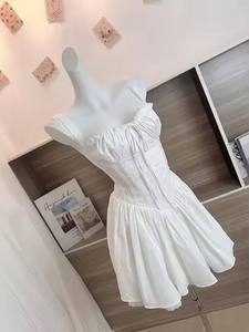 Women's Modern Korean Velvet <b>Mini</b> Dresses Natural Slit Solid Sweetheart Built-in Bra Eco-Friendly Breathable Anti-static Prom - Product Image 4