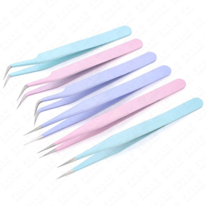OEM Private Label 5 Piece Titanium Coated Stainless Steel Eyelash Extension Tweezers Set Custom Color Beauty <b>Tools</b> - Product Image 5