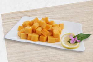 Dés de mangue IQF blancs crémeux 18 Brix, tailles personnalisables, approvisionnement en vrac pour l'industrie laitière, des desserts et des aliments surgelés - Product Image 4