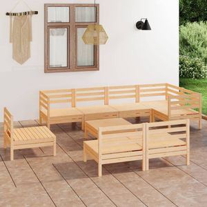 Set da esterno in legno di pino massiccio da 9 pezzi Set da salotto Premium - Product Image 1