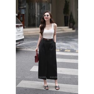 Jupe crayon plissée taille haute CV167, coupe droite, longueur cheville, pour femme de bureau et navetteuse - Product Image 1