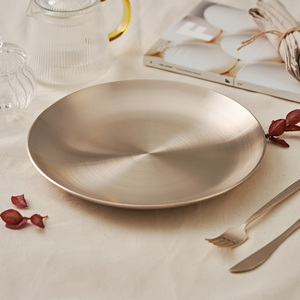 <b>Large</b> 25cm Round Bronzeware Dinner <b>Plate</b>, Elegant Hand-forged Korean Traditional Serving Dish - Product Image 6