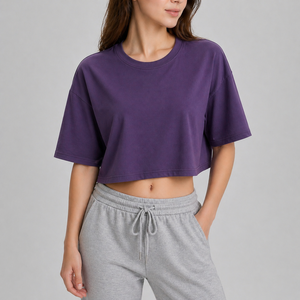 Camiseta Corta Deportiva para Mujer con Logotipo Personalizado, Transpirable, de Secado Rápido, 100% Algodón, Corte Holgado, Manga Corta, para Gimnasio, Entrenamiento, Running, Fitness - Product Image 6
