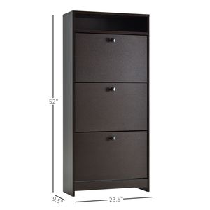 Mobiletto Portascarpe Trendy Espresso con 3 Grandi Cassetti Estraibili, Ampio Piano Superiore Girevole Salvaspazio per Uso in Stile Rustico/Country - Product Image 3