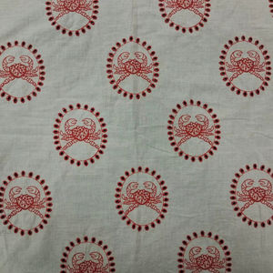 Tela bordada de algodón blanco de primera calidad con diseño de escorpión para prendas y vestidos de mujer, de proveedor indio. - Product Image 2