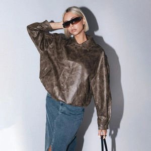 Ropa Elegante para Mujer, Chaqueta de Cuero Genuino Personalizada con Cremallera y Manga Larga para Invierno, Ropa de Oficina Suave, Chaquetas para Mujer - Product Image 1