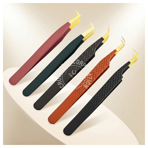 Pinza para extensión de pestañas con punta de fibra Diamond Surface Grip, pinza para pestañas Mega Volume, pinza para extensión de pestañas de acero inoxidable - Product Image 1