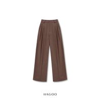 Pantalones de otoño Q717 de cintura alta, pierna ancha, transpirables, holgados, lisos, para mujer, pantalones rectos con cuello vuelto, para oficina y uso diario.