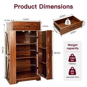 Armoire de cuisine moderne de style farmhouse, 47 pouces, en métal et bois, avec étagères en MDF - Product Image 2