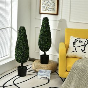 Set di 2 Alberi Topiari Artificiali Eleganti da 90 cm, Resistenti ai Raggi UV, per Interni ed Esterni, Design a Torre per Decorazione Casa - Product Image 4