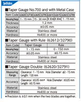 Jauge conique en acier inoxydable SHINWA 62620, double mesure 1-15 mm pour le diamètre des trous de jeu, longueur stable, lot de 2 lames