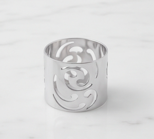 <b>Silver</b> Hollow Metal <b>Napkin</b> Ring Laser Cut Spiral Design Stainless Steel Ideal For Table Decor Use - Product Image 1