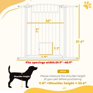 Cancello per Cani e Gatti Extra Largo da 30-41 Pollici con Kit di Estensione da 3-5,5 Pollici, Chiusura a Bottone in Metallo da 37 Pollici di Altezza - Product Image 3