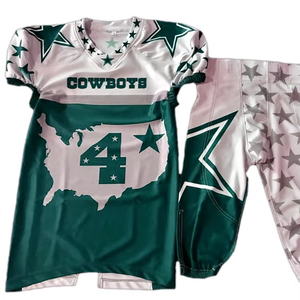 Ensemble de maillots de football américain entièrement personnalisés, en maille polyester, impression sur soie, combinaison de matériaux, uniforme de haute qualité - Product Image 2