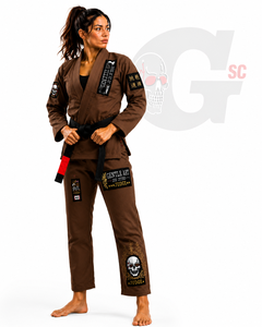 Unisex BJJ Kimono Brown Cotton and Polyester blend custom Embroidery and <b>Patches</b> Regular Fit Adult Martial Arts Wear - Product Image 2
