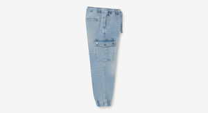Jeans Cargo Azul Claro para Hombre, Cintura Media, Multibolsillos, Deportivos, Elegantes, Corte Holgado, Secado Rápido, Transpirables, de Algodón, Talla XS - Product Image 2