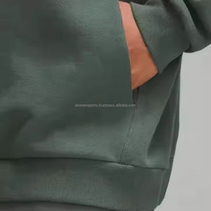 Pull surdimensionné en molleton de coton 100% avec logo personnalisé, sweat à capuche gaufré en 3D pour hommes, sweat-shirt à capuche sans épaule tombante - Product Image 5