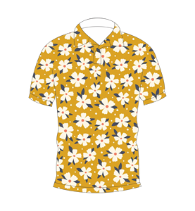 Camisa polo con estampado floral de margaritas en amarillo mostaza para hombre, camisa de golf informal de manga corta a la moda de verano - Product Image 1