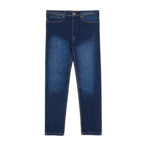 Men's Slim Fit Denim Jeans Dark Blue Wash With <b>Thigh</b> Whiskering Cotton Stretch Trousers For Fashion Wear - Product Image 3