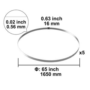 Confezione da 5 Lame a Nastro in Acciaio al Carbonio 65x0,63x0,02 Pollici per Affettatrice di Carne, Lame di Ricambio per Sega a Nastro - Product Image 5