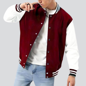 แจ็คเก็ตวาร์ซิตี้สุดเท่สำหรับผู้ชาย ผ้าคุณภาพสูง แฟชั่นสตรีทแวร์ ผู้ผลิต OEM ODM - Product Image 4