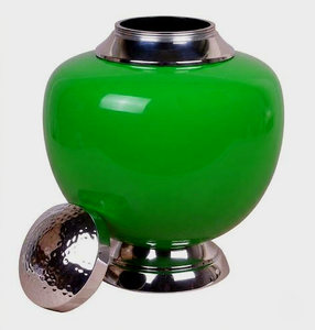 Blue Enameled Aluminium Cremation Urn for Ashes Elegant Handcrafted Memorial Funeral Urn with Hammered Lid Large Human Urns <b>Jars</b> - Product Image 6