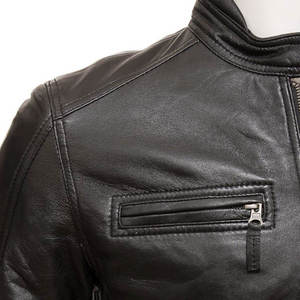 Chaqueta de cuero genuino 100% para hombre, diseño de motociclista, alta calidad, personalizada, con bolsillos laterales, para usar en invierno. - Product Image 6