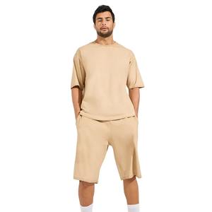 Conjunto de Dos Piezas para Hombre, Camiseta y Pantalones Cortos de Punto Waffle, Texturizados, Transpirables, Cómodos, con Opción de Logotipo Bordado y Colores Personalizados - Product Image 1