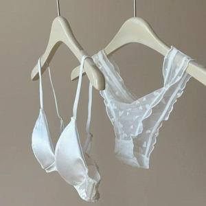 Ensemble de soutien-gorge et string en dentelle brodée respirante pour femmes, sexy - Product Image 4