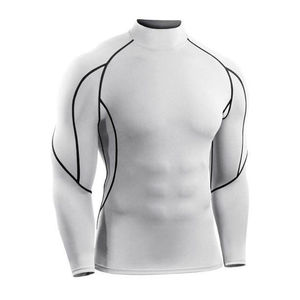 <b>Men's</b> Full Sleeve Rash Guard White Quick Dry <b>Compression</b> Breathable Sublimation Printed Spandex/Polyester Adult Sport <b>Shirt</b> - Product Image 2