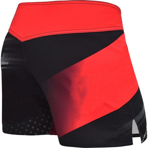 Pantalones Cortos de Boxeo Unisex Rojos y Negros con Bloques de Color, Holgados, 140g, Poliéster, Estilo Muay Thai, Ropa de Artes Marciales - Product Image 4