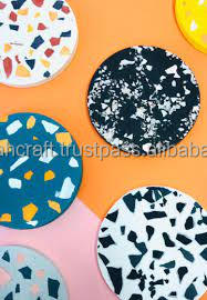 Juego de posavasos de resina de estilo estándar de terrazo con varios colores y diseño de terrazo, posavasos, posavasos de mármol - Product Image 5