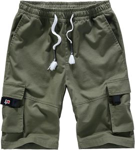 Shorts cargo noirs pour hommes, taille élastique, taille mi-haute, style basketball, avec poches, en tissu polyester respirant, séchage rapide, motif uni - Product Image 4