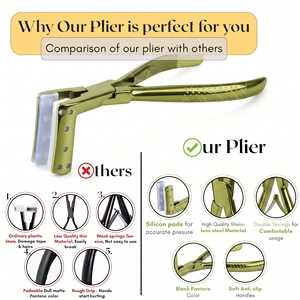 Professional Tape In Hair Extension Sealing Plier 7" with Silicone <b>Cushion</b> Jaws Easy Open Spring Handle Bonding Installation - Product Image 5