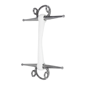 Mors de cheval 100 % acier inoxydable de qualité supérieure, embout blanc avec extrémités et anneaux métalliques pour équipement d'équitation - Product Image 5