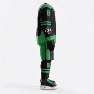 Conjunto de Uniforme de Hockey sobre Hielo de Alta Calidad con Impresión por Transferencia de Calor, Cuello en V, Material 100% Poliéster Transpirable para Hombre - Product Image 4