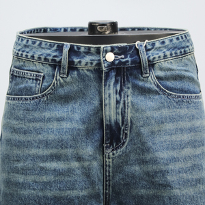 Pantalones Cortos de Mezclilla para Hombre, Corte Recto, Cintura Alta, Lavado Claro, Estilo Casual de Verano, Ajuste Holgado, Jorts, Streetwear Y2K, Tallas Grandes, MOQ Bajo - Product Image 6
