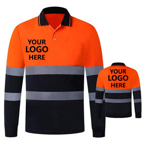 Chemises polo réfléchissantes de haute qualité à manches longues en polyester pour travaux de construction, vêtements de sécurité, uniformes haute visibilité - Product Image 5
