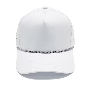 Classic Solid Perforated Sports Cap with Rope Waterproof Fabric UV Protection Outdoor Golf Cap Water Drop Shape Laser Cut Mesh - Product Image 2