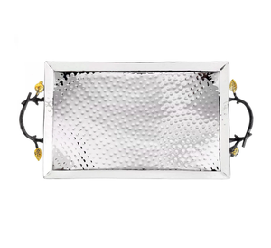 Bandeja Decorativa para Hotel en Oferta, con Asas Esculpidas en Metal Martillado con Forma de Granadas, Pieza Auténtica Personalizada - Product Image 2